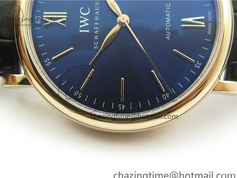 MIROTIME 0203 MoistureWicking Portofino Automatic RG IW356522 FKF 1:1 Best Edition Blue Dial on Black Croco Strap A 7109